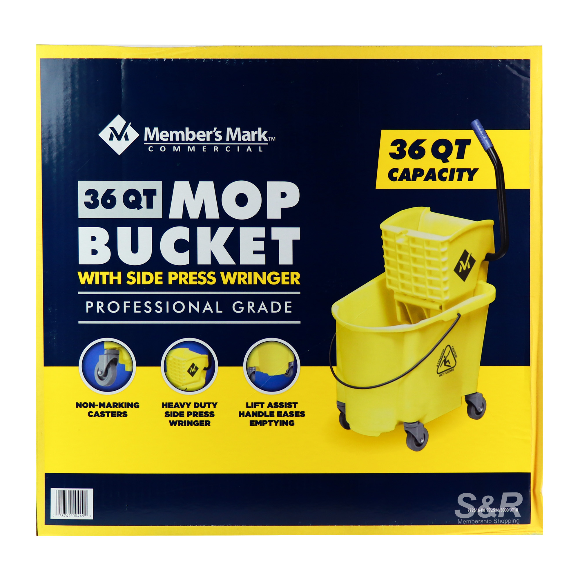 Member's Mark Commercial Mop Bucket with Side Press Wringer 34.07L